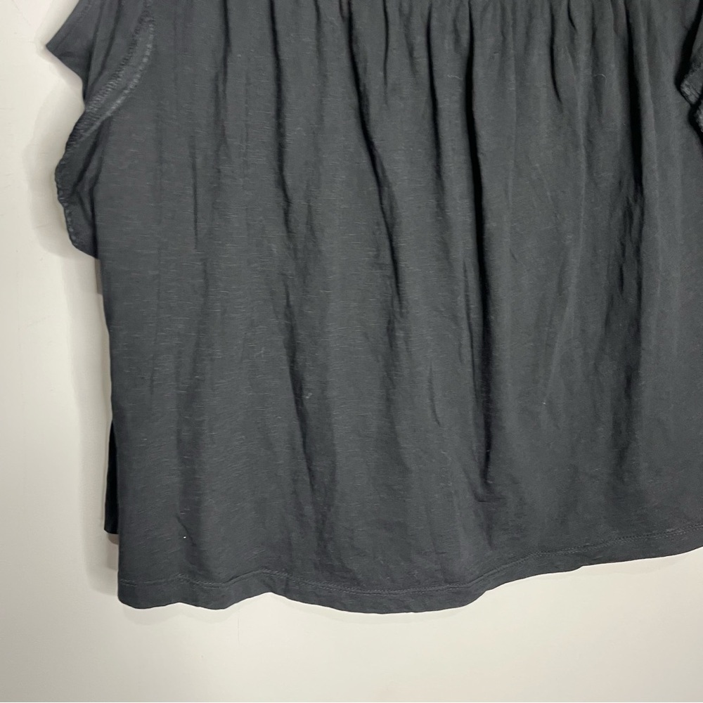 Caslon Embroidered Flutter Sleeve Black & White Flowy Top, size 2X - Picture 5 of 10